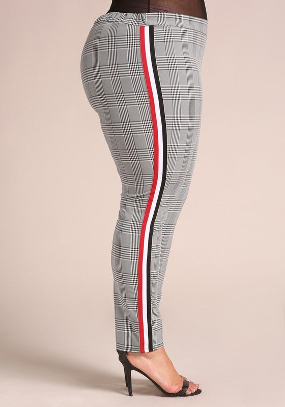 Side Stripe Glen Plaid Pants - Dreams Come True Boutique 