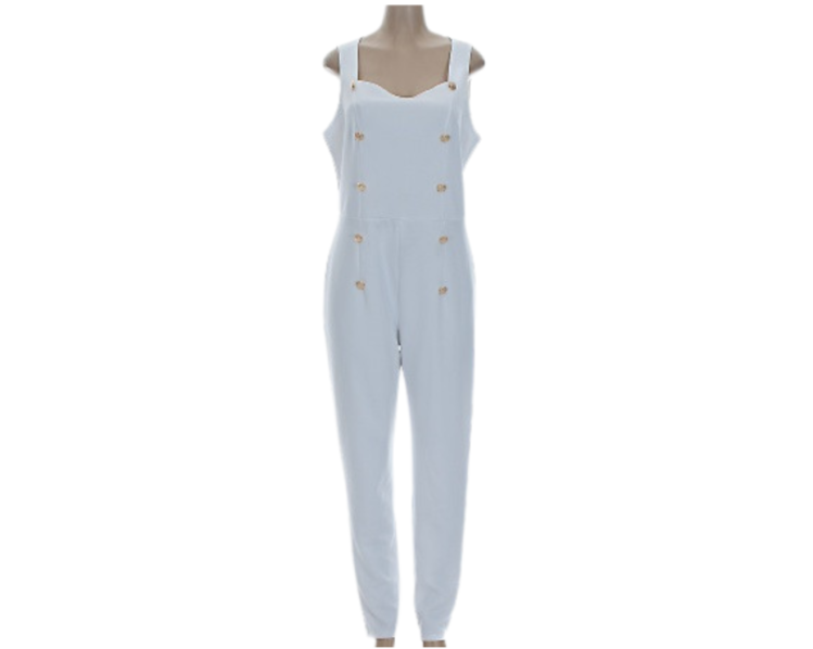 Curvy White Casual Jumpsuit