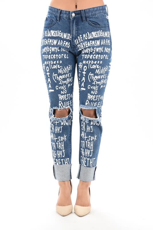 Letter Printed Jeans
